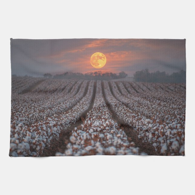Paño De Cocina Cosecha de luna llena en el campo de algodón - Dec (Horizontal)