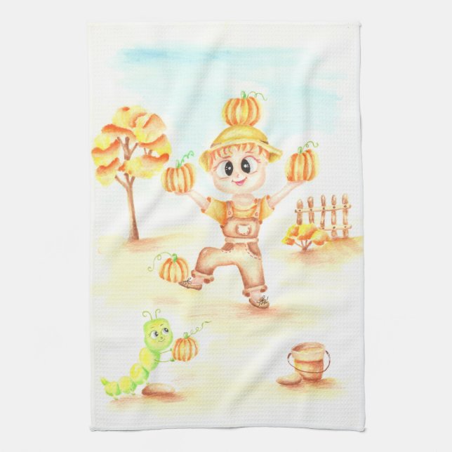 Paño De Cocina Cosecha de moras niño de jengibre (Vertical)