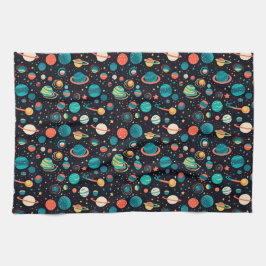 Paño De Cocina Cosmic Pattern Planets and Stars