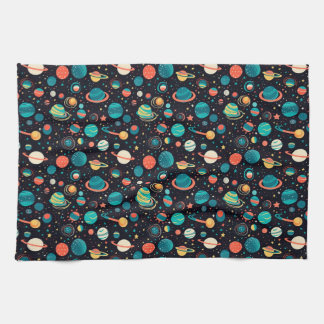Paño De Cocina Cosmic Pattern Planets and Stars