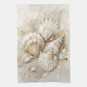 Paño De Cocina Costa de acuarela de conchas marinas