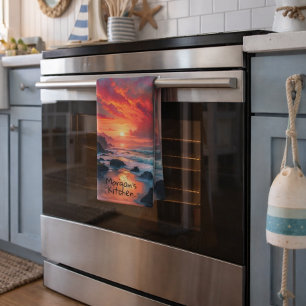 Paño De Cocina Costa personalizado Fiery Sunset - Acantilados Oce