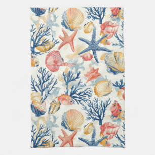 Paño De Cocina Costa Rústica - Aguas marinas, pez estrella, arrec