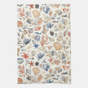 Paño De Cocina Costa Rústica - Aguas marinas, pez estrella, arrec