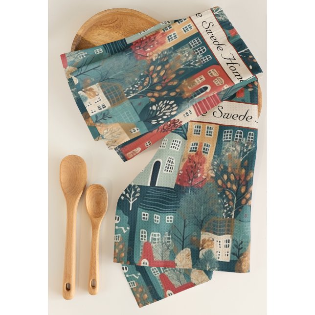 Paño De Cocina Cosy Hygge Village Nordic Folk Art, personalizado (Subido por el creador)