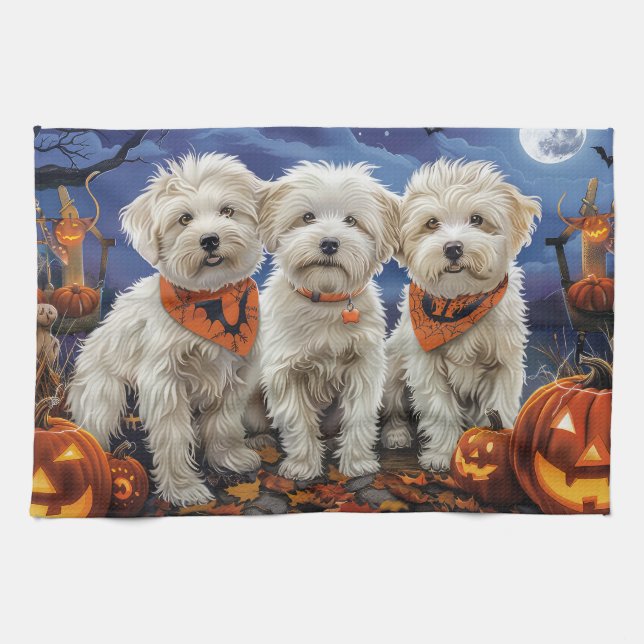 Paño De Cocina Coton De Tulear Halloween Spooky (Horizontal)