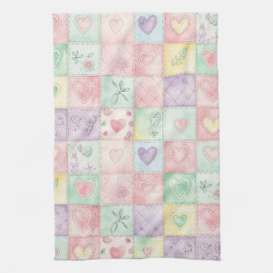 Paño De Cocina Cottage Floral Antiguo Parche Gingham Pastel