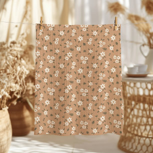 Paño De Cocina Cottagecore Boho Floral Silvestre Tonto Marrón