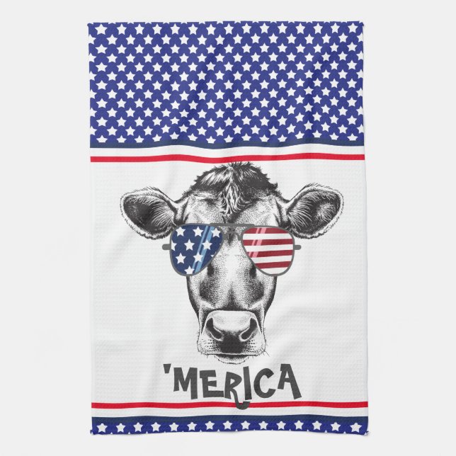 Paño De Cocina Cow divertida norteamericana Hipster (Vertical)