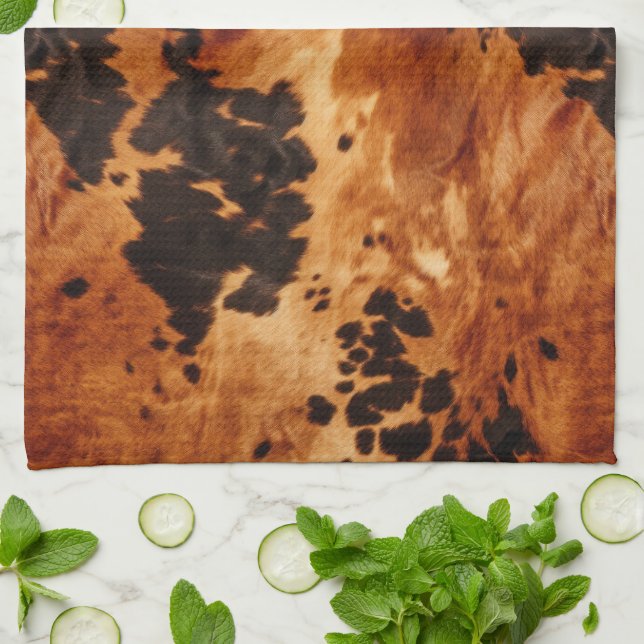 Paño De Cocina Cowboy Cowgirl, Piel de vaca de Western Brown (Doblado)