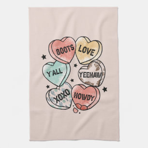 Paño De Cocina Cowboy Cowgirl Theme Hearts