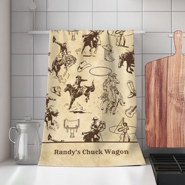 Paño De Cocina Cowgirl de rodeo occidental personalizado (Subido por el creador)