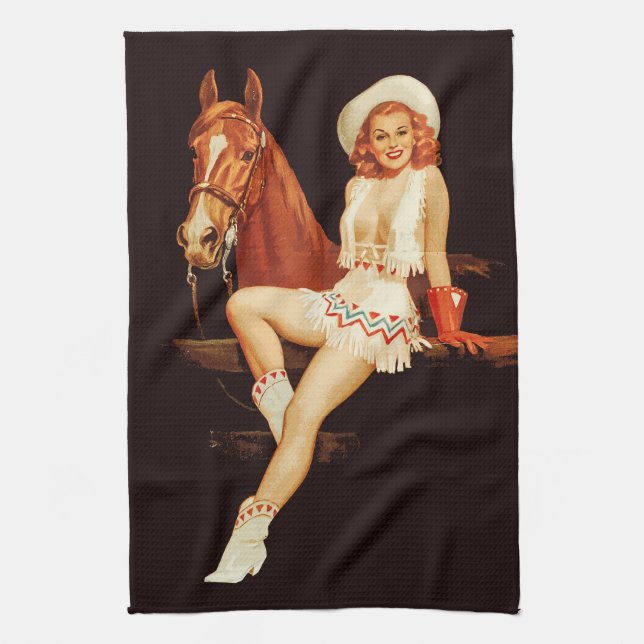 Paño De Cocina Cowgirl Pin Up (Vertical)