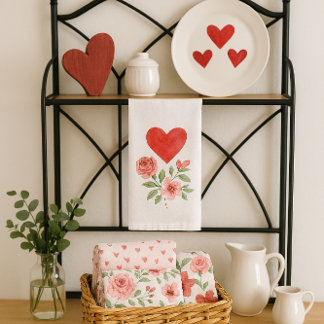 Paño De Cocina Cozy Cottage Heart and Roses 