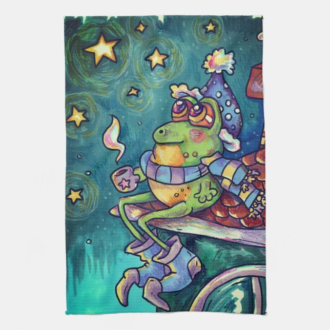 Paño De Cocina Cozy Frog Christmas & New Year Card (Vertical)