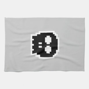 Paño De Cocina Cráneo de 8 bits negro retro