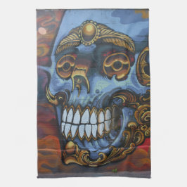 Paño De Cocina Cráneo de Graffiti Azul