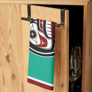 Paño De Cocina Cráneo de llanto negro rojo nativo americano