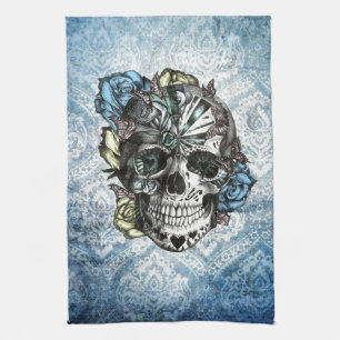 Paño De Cocina Cráneo del azúcar del caramelo del Grunge en