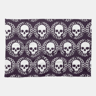 Paño De Cocina Cráneos del vintage púrpuras y blancos