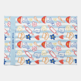 Paño De Cocina Crayon Kitchen Doodle Retro Cooking Pattern