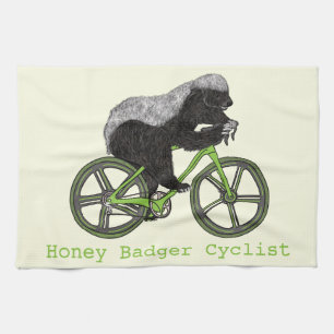 Paño De Cocina Crazy Honey Badger en bicicleta
