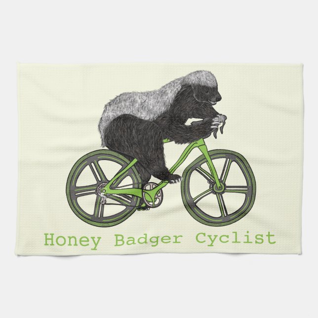 Paño De Cocina Crazy Honey Badger en bicicleta (Horizontal)