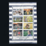 Paño De Cocina Crea tu propio collage de fotos familiar a rayas<br><div class="desc">Haz tu propia toalla de cocina de collage de fotos más hermosa de la familia. Puedes personalizarlo y agregar tus fotos más hermosas.</div>