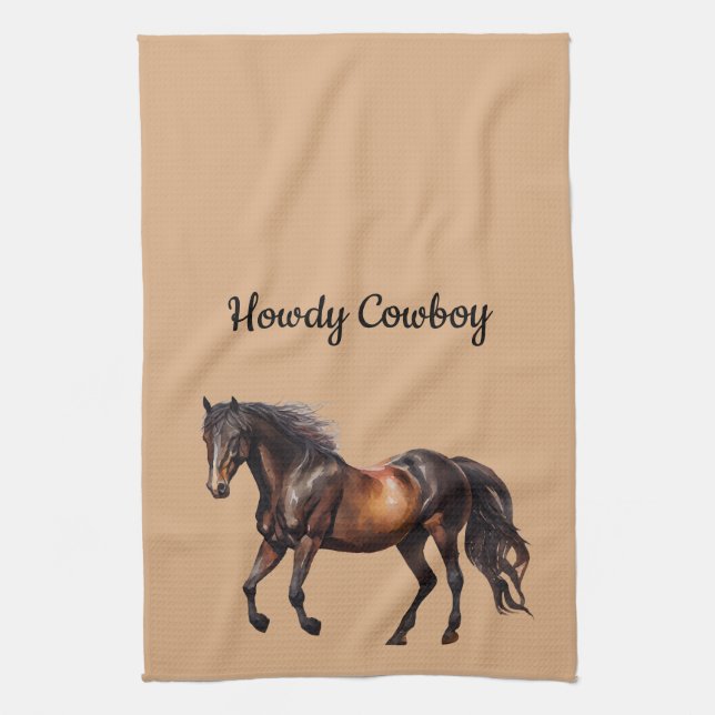 Paño De Cocina Cream Brown Southwest Horse (Vertical)