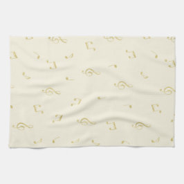 Paño De Cocina Cream Gold Music Notes