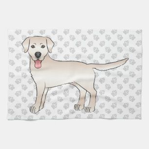 Paño De Cocina Cream Labrador Recuperador Ilustracion de perro de