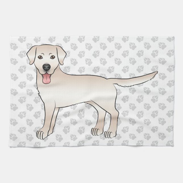 Paño De Cocina Cream Labrador Recuperador Ilustracion de perro de (Horizontal)