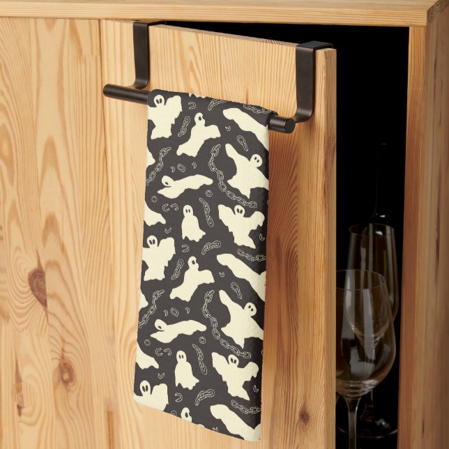 Paño De Cocina Creamy Ghosts - Patrón de Halloween. (Pliegue de tercios)