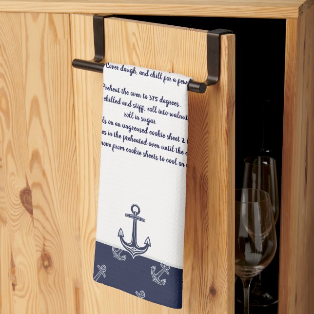 Paño De Cocina Crear tu propia receta Keepsake Navy Blue Anchor (Pliegue de tercios)