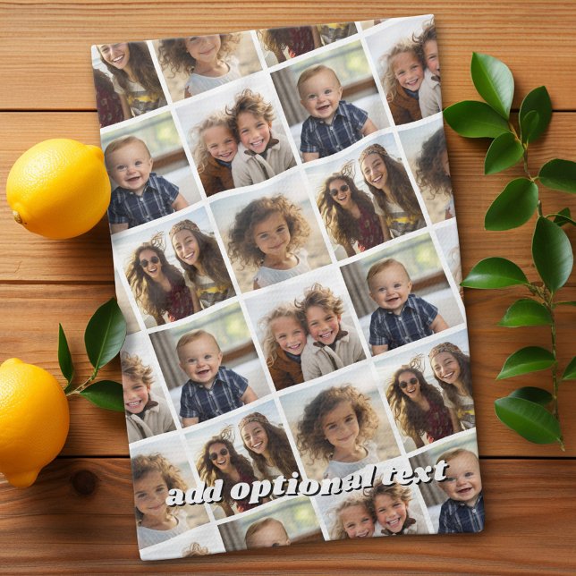 Paño De Cocina Crear un Collage de fotos Personalizado con 4 foto (Custom Kitchen Towel with a Photo Collage)