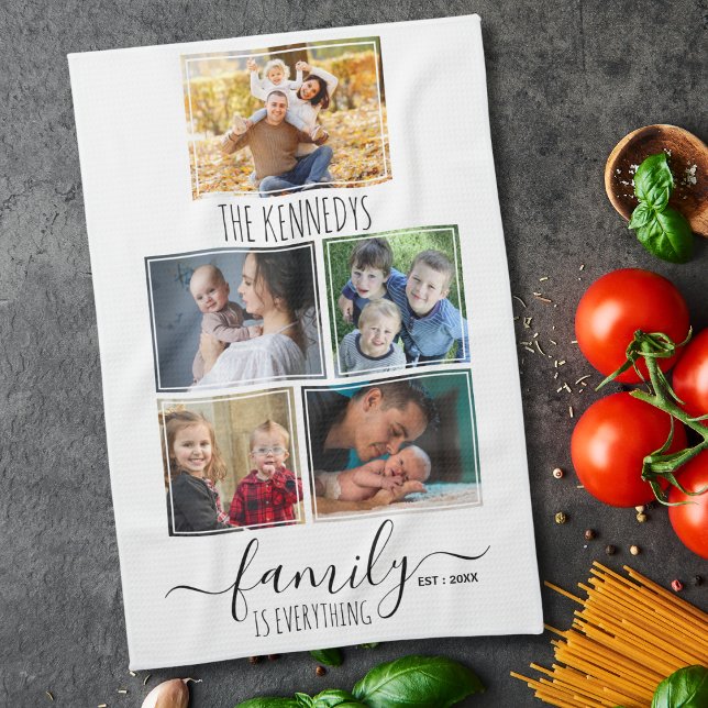 Paño De Cocina Create Your Own 5 Photo Collage Family Quote Name (Subido por el creador)