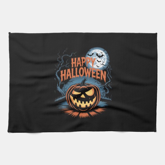Paño De Cocina Creepy Jack O� Lantern Halloween (Horizontal)