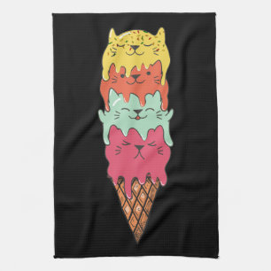 Paño De Cocina Crema de hielo de gato   Kawaii Kittens