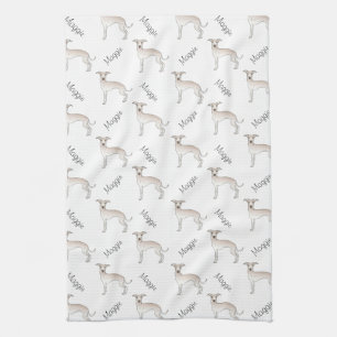 Paño De Cocina Crema Italiana Greyhound Cute Dote Pattern Con Nom