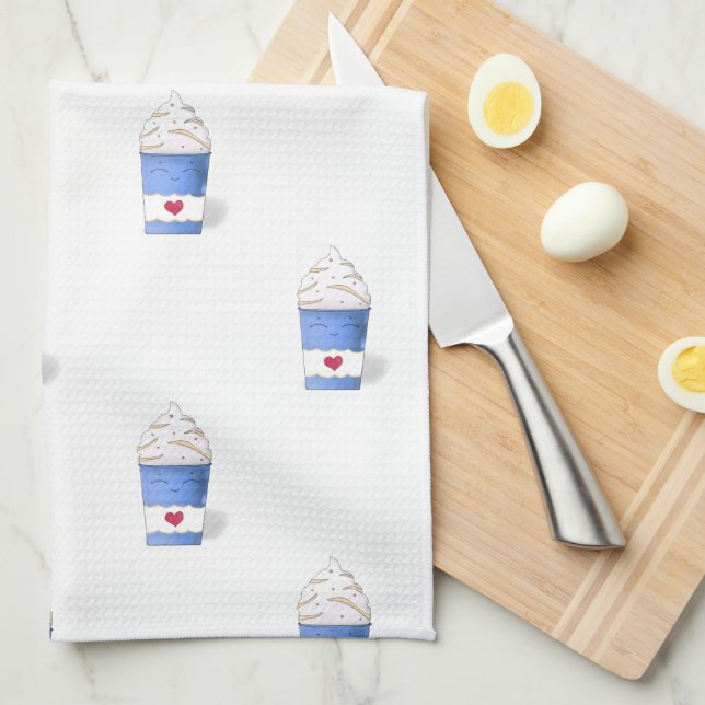 Paño De Cocina Crema lata y batida (azul) (Doblado Cuarto)