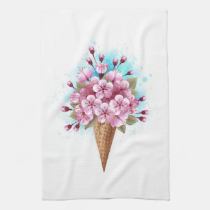 Paño De Cocina Crema rosa de hielo Sakura Waffle Cone
