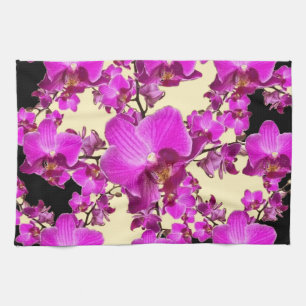 Paño De Cocina Crema rosada fucsia de las orquídeas y regalos