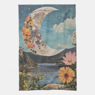 Paño De Cocina Crescent Moon Over Serene Landscape