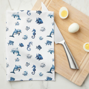 Paño De Cocina ¡Criaturas del Océano Azul de la Boda!