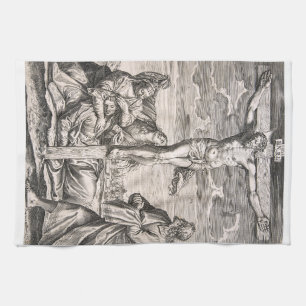 Paño De Cocina Cristo en la cruz por Agostino Carracci