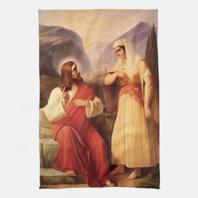 Paño De Cocina Cristo y el samaritano por Christian Schleisner (Vertical)