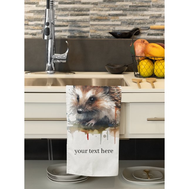 Paño De Cocina Critter acogedor: Erizo en acuarela, personalizado (Subido por el creador)