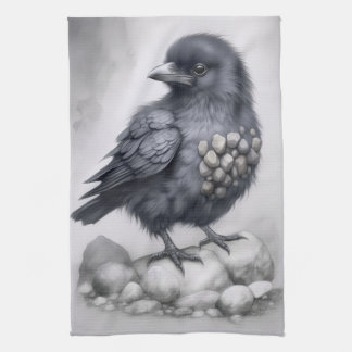 Paño De Cocina Crows Rock! Niedliche Krähe Rabe auf Steinen