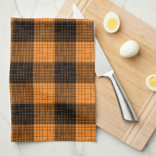 Paño De Cocina Cruz de cuadros de búfalo naranja y negro