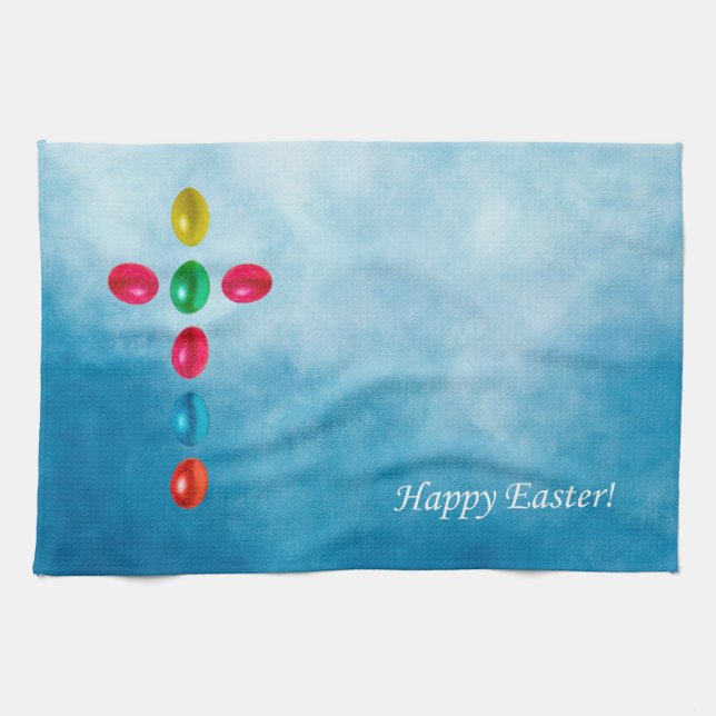 Paño De Cocina Cruz de huevos de Pascua (Horizontal)